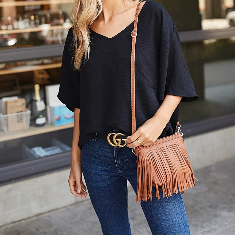 Small Fringe Crossbody Bag with Wrist Strap